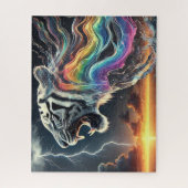 Witte tijger met regenboog neon legpuzzel (Verticaal)