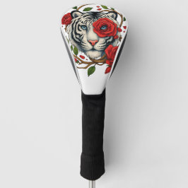 Witte tijger met rode rozen – Bold Wildlife Floral Golfheadcover