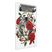 Witte tijger met rode rozen – Bold Wildlife Floral Mini Klembord (Schuin)