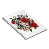 Witte tijger met rode rozen – Bold Wildlife Floral Notitieboek (Rechterzijde)