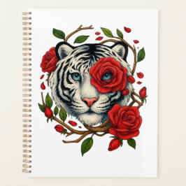Witte tijger met rode rozen – Bold Wildlife Floral Planner