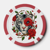 Witte tijger met rode rozen – Bold Wildlife Floral Poker Chips (Achterkant)