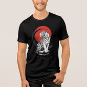 Witte Tijger Met Rode Zon Artistiek Tri-Blend Shirt (Voorkant)