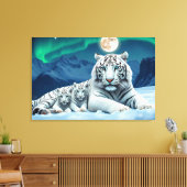 Witte tijger met Schattigee welpen uitgerekt canva Canvas Afdruk (Insitu (Woonkamer))