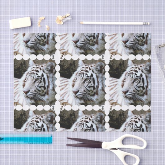 Witte tijger met zoete gezichten tissuepapier (Craft)