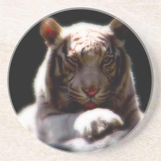 Witte Tijger Mirage Zandsteen Onderzetter (Voorkant)