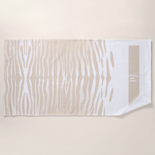 Witte Tijger Monogram Strandhanddoek Strandlaken (Voorkant)