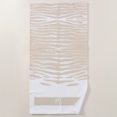 Witte Tijger Monogram Strandhanddoek Strandlaken (Voorkant)