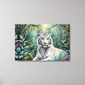 Witte Tijger Oerwoud Flora Canvas Afdruk (Voorkant)