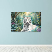 Witte Tijger Oerwoud Flora Canvas Afdruk (Insitu (Houten vloer))
