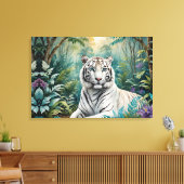 Witte Tijger Oerwoud Flora Canvas Afdruk (Insitu (Woonkamer))