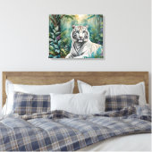 Witte Tijger Oerwoud Flora Canvas Afdruk (Insitu (Slaapkamer))