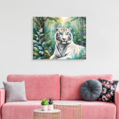 Witte Tijger Oerwoud Flora Canvas Afdruk (Insitu (Woonkamer))
