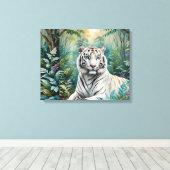Witte Tijger Oerwoud Flora Canvas Afdruk (Insitu (Houten vloer))