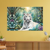 Witte Tijger Oerwoud Flora Canvas Afdruk (Insitu (Woonkamer))