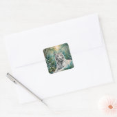 Witte Tijger Oerwoud Flora Vierkante Sticker (Envelop)