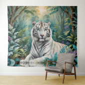 Witte Tijger Oerwoud Flora Wandkleed (In Situ (horizontaal))