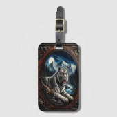 Witte tijger onder maanlicht bagagelabel (Voorkant (verticaal))