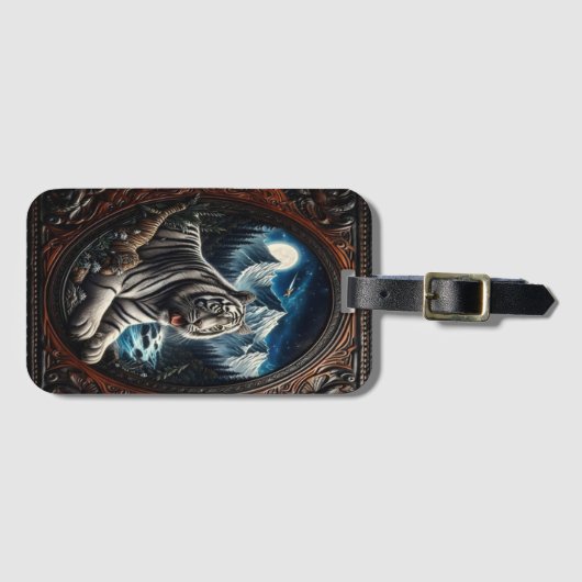 Witte tijger onder maanlicht bagagelabel (Voorkant (horizontaal))