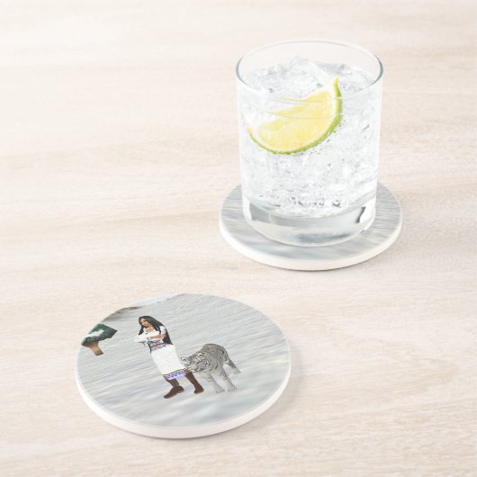 witte tijger Onderzetter (Zijkant)