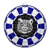 Witte Tijger op Navy Blue en White Dart Board Dartbord (Voorkant)