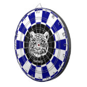 Witte Tijger op Navy Blue en White Dart Board Dartbord (Voorkant Rechts)