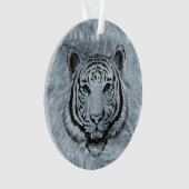 Witte tijger op voorzijde van glas ornament (voorkant)