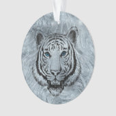 Witte tijger op voorzijde van glas ornament (voorkant)