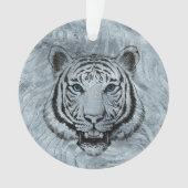 Witte tijger op voorzijde van glas ornament (voorkant)