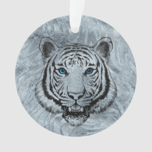 Witte tijger op voorzijde van glas ornament