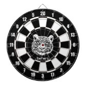 Witte tijger op zwart en wit dartbord (Voorkant)