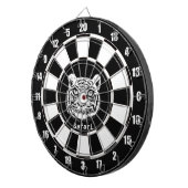 Witte tijger op zwart en wit dartbord (Voorkant Rechts)