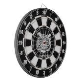Witte tijger op zwart en wit dartbord (Voorkant Links)