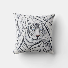 Witte tijger, overvloeiend in kussen