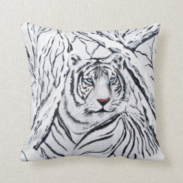 Witte tijger, overvloeiend in kussen