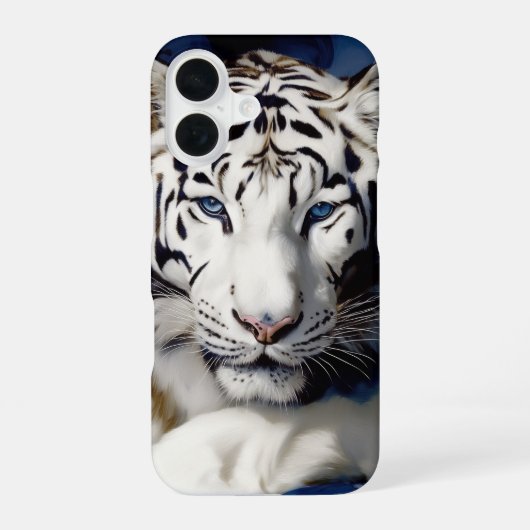 Witte Tijger Portret iPhone 16 Hoesje (Achterkant)