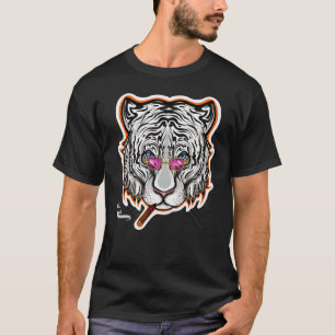 Witte tijger roken met zonnebril t-shirt