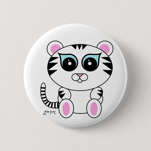 Witte Tijger Ronde Button 5,7 Cm (Voorkant)