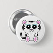 Witte Tijger Ronde Button 5,7 Cm (Voorkant /achterkant)