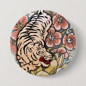Witte tijger ronde button 7,6 cm (Voorkant)