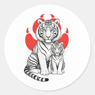witte tijger ronde sticker