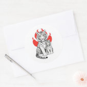 witte tijger ronde sticker (Envelop)