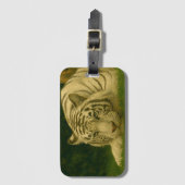 Witte tijger rust in bosrijke schaduw bagagelabel (Voorkant (verticaal))