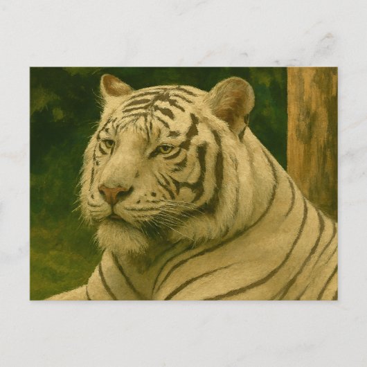 Witte tijger rust in bosrijke schaduw briefkaart (Voorkant)