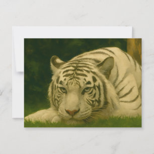 Witte tijger rust in bosrijke schaduw briefkaart