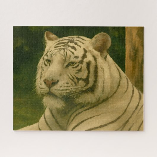 Witte tijger rust in bosrijke schaduw legpuzzel (Horizontaal)