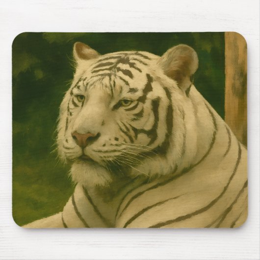 Witte tijger rust in bosrijke schaduw muismat (Voorkant)