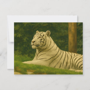 Witte tijger rust in het bos licht briefkaart