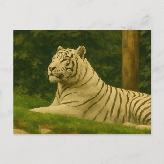Witte tijger rust in het bos licht briefkaart (Voorkant)