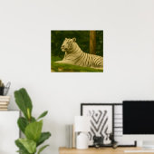 Witte tijger rust in het bos licht poster (Thuiskantoor)